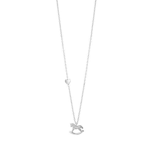 SALVINI NECKLACE WITH ROCKING HORSE PENDANT IN WHITE GOLD WITH DIAMONDS