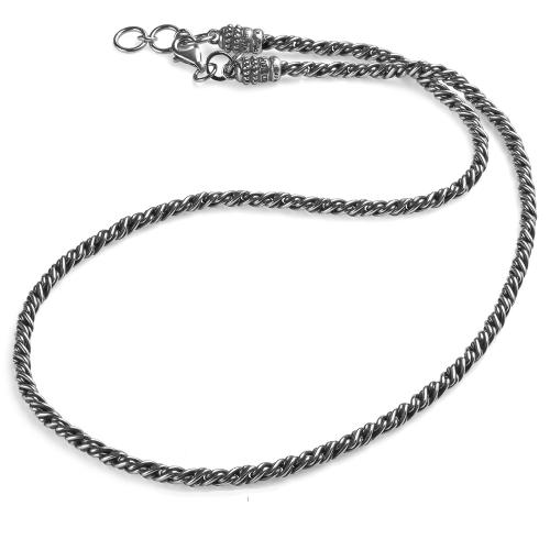 MAN NECKLACE IN BURNISHED SILVER