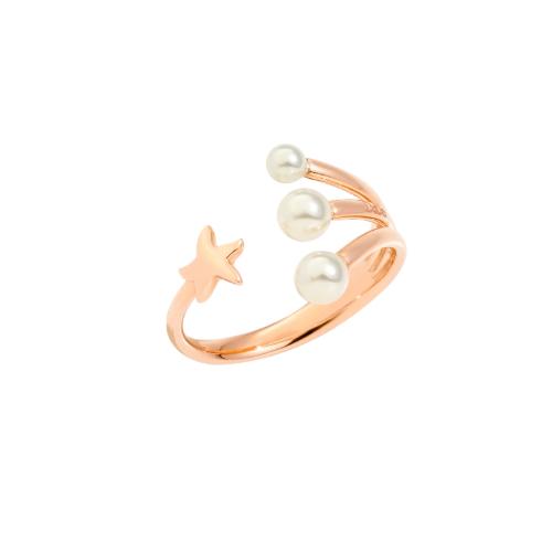 DoDo Star Ring in 9K Rose Gold and Crystal Pearls DAC2005-STARS-WCP9R