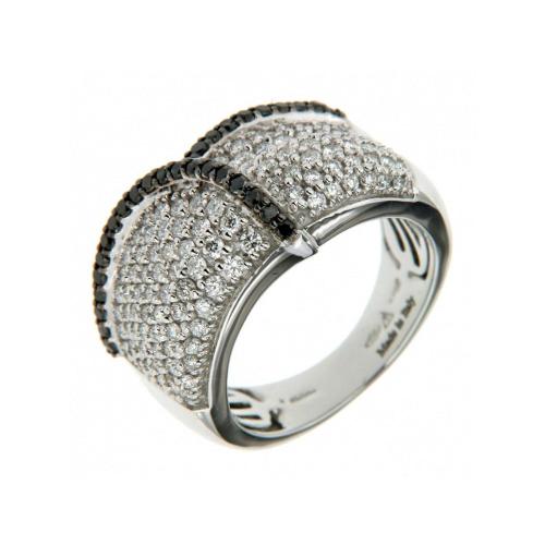 SALVINI RING IN WHITE GOLD WITH BLACK AND WHITE DIAMONDS