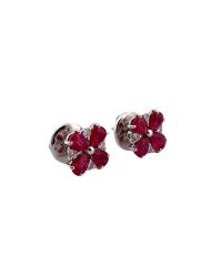 FLOWER EARRINGS CRIVELLI IN WHITE GOLD WITH RUBY AND DIAMONDS - photo 1