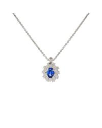 WHITE GOLD CRIVELLI CHOKER NECKLACE WITH DIAMOND AND OVAL SAPPHIRE PENDANT - photo 1