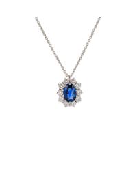 CRIVELLI CHOKER NECKLACE IN WHITE GOLD WITH DIAMOND AND SAPPHIRE OVAL PENDANT - photo 1