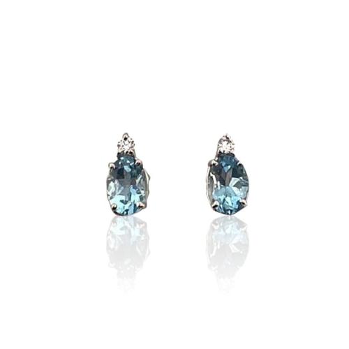 EARRINGS IN WHITE GOLD WITH AQUAMARINE AND DIAMOND