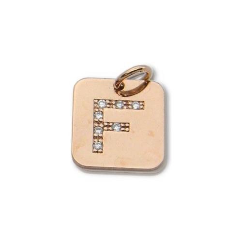 LETTER "F" PENDANT IN ROSE GOLD AND DIAMONDS