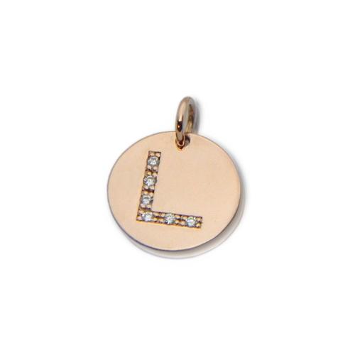 LETTER "L" PENDANT IN ROSE GOLD AND DIAMONDS