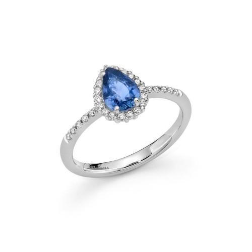 Miluna Gemme Preziose Ring in 18KT White Gold with Sapphire and Diamonds