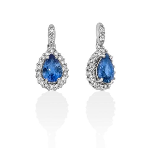 Miluna Gemme Preziose earrings in 18KT white gold with Sapphire and diamonds