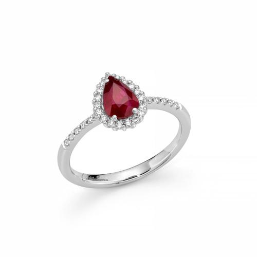 Miluna Gemme Preziose Ring in 18KT White Gold with Ruby and Diamonds