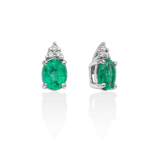 Miluna Gemme Preziose earrings in 18KT white gold with emerald and diamonds