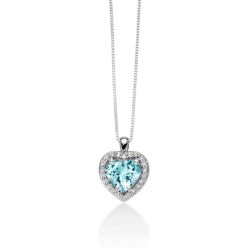 Miluna Necklace in 18KT White Gold with Aquamarine and Diamonds