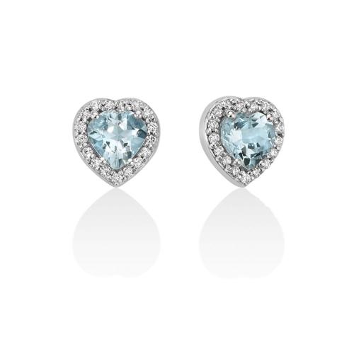 Miluna earrings in 18KT white gold with aquamarine and diamonds