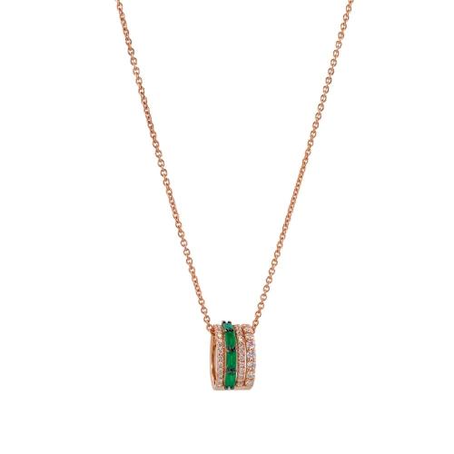 CRIVELLI NECKLACE IN ROSE GOLD WITH DIAMONDS AND EMERALDS