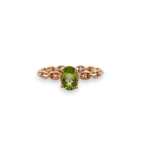 CHAIN ​​MOTIF RING IN ROSE GOLD WITH PERIDOT