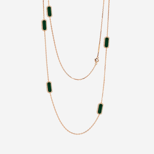 CRIVELLI LOGN NECKLACE IN ROSE GOLD AND MALACHITE