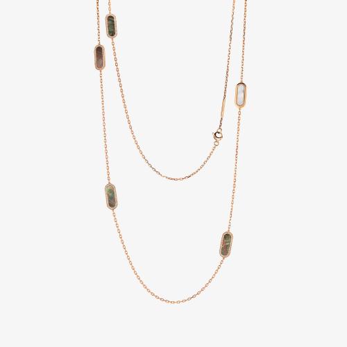 CRIVELLI LONG NECKLACE IN ROSE GOLD AND GREY MOTHER OF PEARL