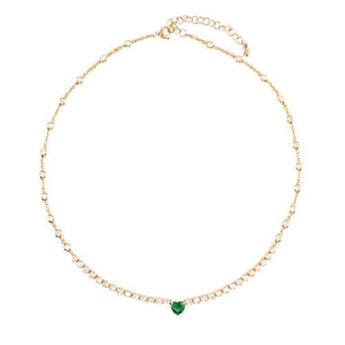 CRIVELLI NECKLACE IN ROSE GOLD WITH DIAMONDS AND HEART CUT EMERALD