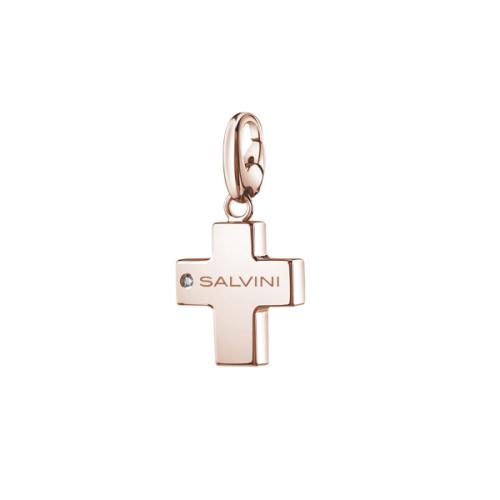 SALVINI &#147;CHARMS OF LOVE&#148; PENDANT IN PINK SILVER WITH DIAMOND