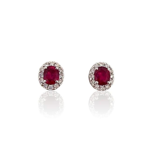 EARRINGS CRIVELLI IN WHITE GOLD WITH RUBY AND DIAMONDS