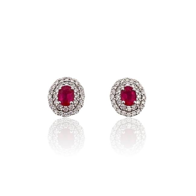 EARRINGS CRIVELLI IN WHITE GOLD WITH RUBY AND DIAMONDS
