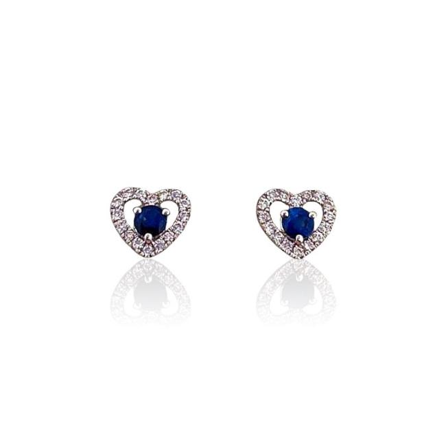 HEART CRIVELLI EARRINGS IN WHITE GOLD WITH DIAMONDS AND SAPPHIRES