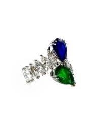 RING IN WHITE GOLD WITH SAPPHIRE, EMERALD AND DIAMONDS - photo 1
