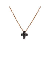 CRIVELLI NECKLACE IN ROSE GOLD WITH BLACK DIAMONDS CROSS PENDANT - photo 1
