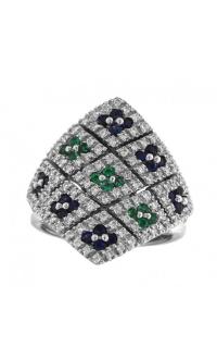 SALVINI RING IN WHITE GOLD WITH DIAMONDS, SAPPHIRES AND EMERALDS