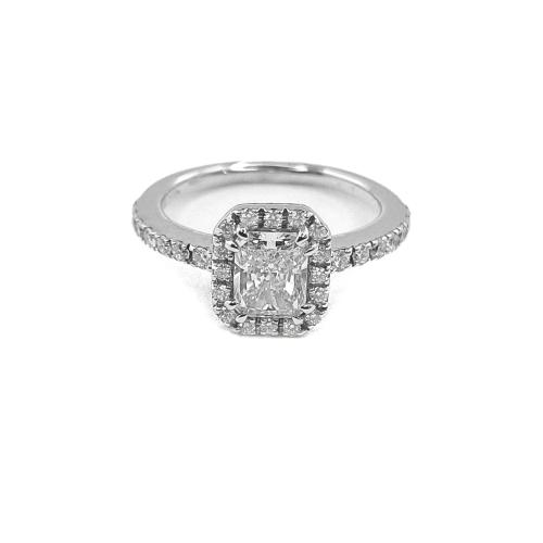 SOLITAIRE RING PRINCESS CUT IN WHITE GOLD AND DIAMONDS