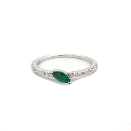 CRIVELLI RING IN WHITE GOLD AND DIAMONDS WITH AN EMERALD