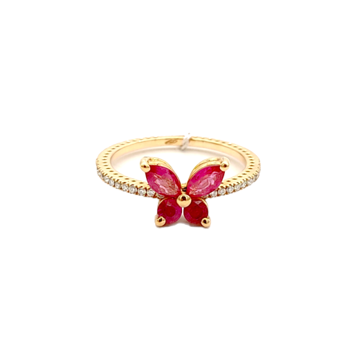 ROSE GOLD RING WITH DIAMONDS AND RUBIES
