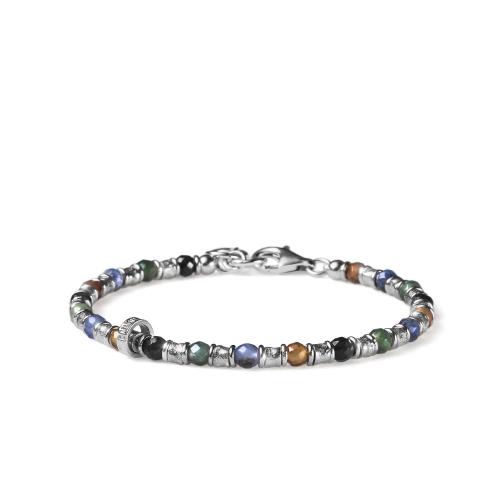 SILVER BRACELET WITH MIXED STONES