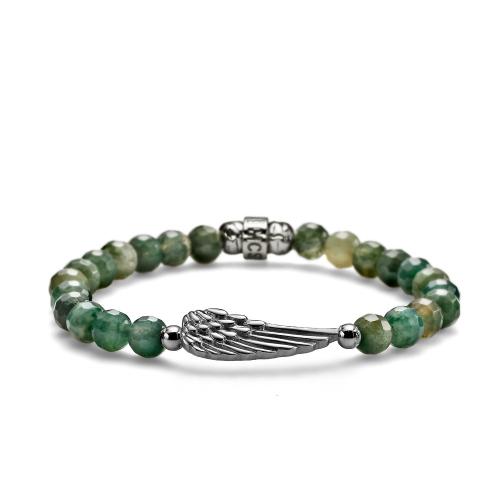 SILVER BRACELET WITH GREEN AGATE