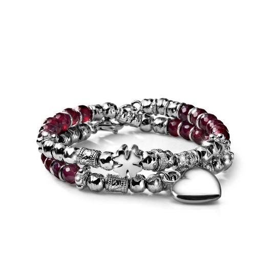SILVER BRACELET WITH AGATE RUBY