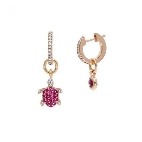 ROSE GOLD EARRINGS WITH RUBIES AND DIAMONDS