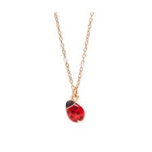 DoDo Mini Ladybug Necklace in White Gold and 9K Rose Gold DCB9001-LADYX-ERO9R