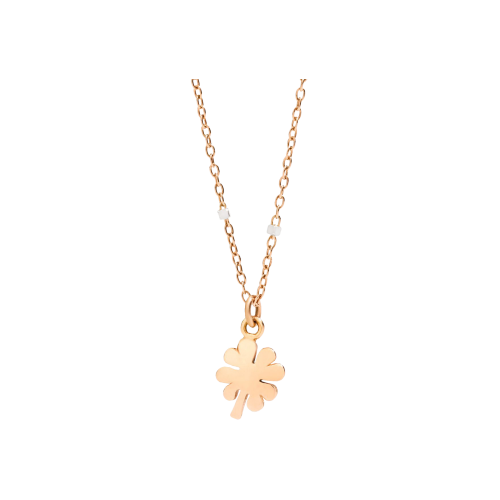 DoDo Mini Four-Leaf Clover Necklace in 9K Rose Gold DCB9004-FOURX-0009R