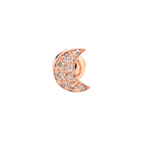 Orecchino Stud Luna Prezioso DoDo in Oro Rosa e Diamanti Brown DHB9006-MOONS-DBR9R
