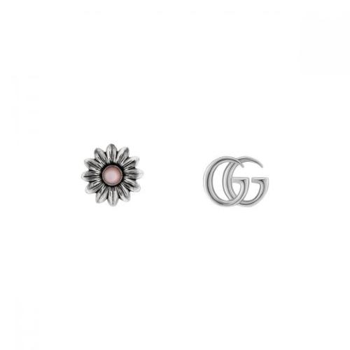 GUCCI MARMONT SILVER EARRINGS WITH FLOWER AND DOUBLE G YBD527344002