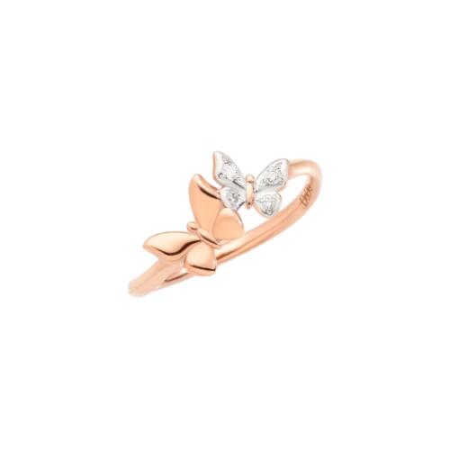 DoDo Precious Butterfly Ring in 9K Rose Gold and White Diamonds DAC2001-BFLYS-DB09R