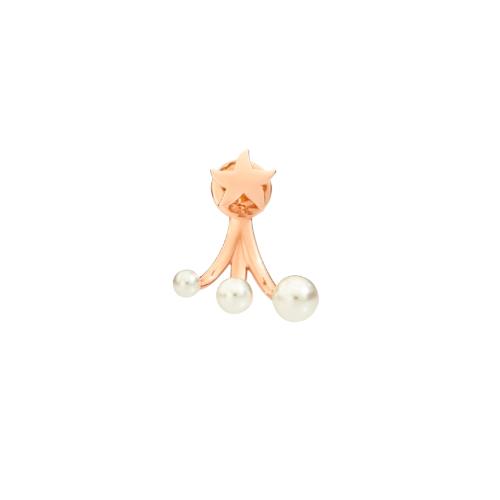 DoDo Star Piercing in 9K Rose Gold and Crystal Pearls DHC2009-RSTAR-WCP9R
