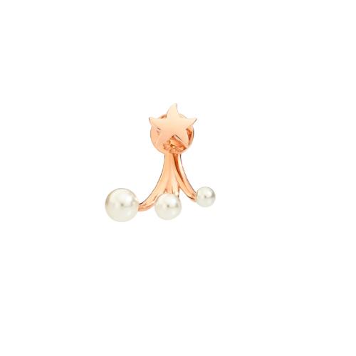 DoDo Star Piercing in 9K Rose Gold and Crystal Pearls DHC2010-LSTAR-WCP9R