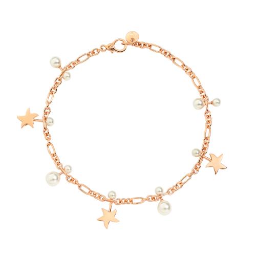 DoDo Star Bracelet in 9K Rose Gold and Crystal Pearls DBC2005-STARS-WCP9R