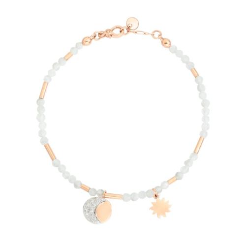 Bracelet Moon & Sun DoDo in Rose Gold 9K with Adularia and White Diamonds DBC2008-MOSUN-AD09R