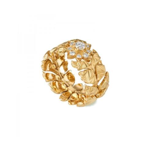 RING GUCCI FLORA IN YELLOW GOLD AND DIAMONDS