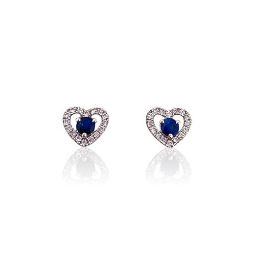 HEART CRIVELLI EARRINGS IN WHITE GOLD WITH DIAMONDS AND SAPPHIRES