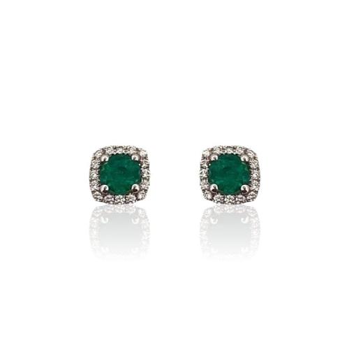 CRIVELLI EARRINGS IN WHITE GOLD WITH DIAMONDS AND EMERALDS