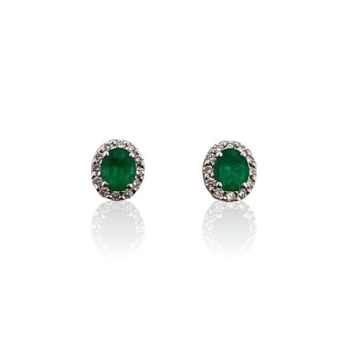 CRIVELLI EARRINGS IN WHITE GOLD WITH DIAMONDS AND EMERALDS