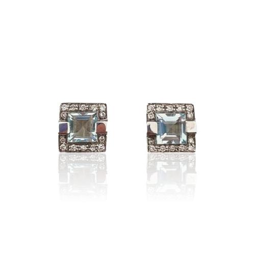 CRIVELLI EARRINGS IN WHITE GOLD WITH AQUAMARINE AND DIAMOND