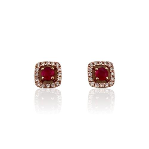 CRIVELLI EARRINGS IN ROSE GOLD WITH DIAMONDS AND RUBIES